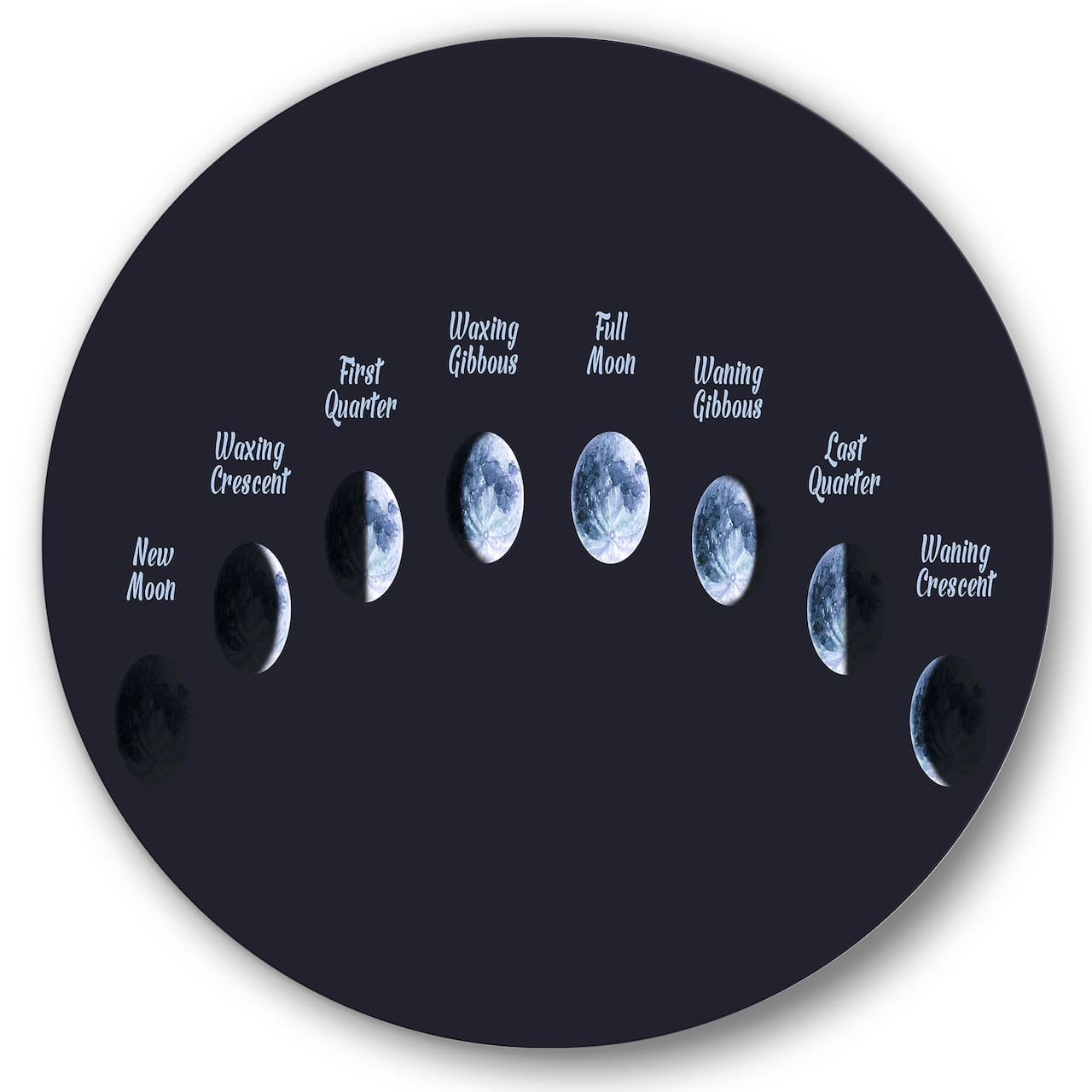 Designart - Moon Phases In Space - Bohemian & Eclectic Metal Circle Wall Art